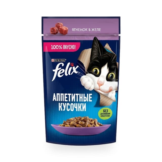 Корм Felix Ягненок желе 75г — 351 〒 | Купить с доставкой