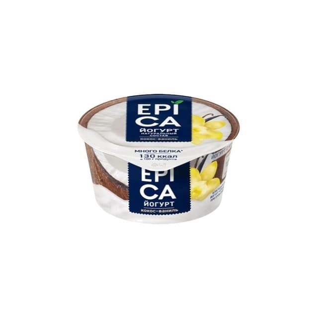 Йогурт Epica натуральный с кокосом и ванилью 6,3% 130г — 604 〒 | Купить с доставкой