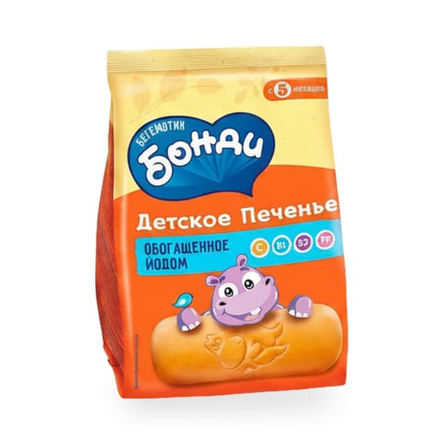 "Бегемотик Бонди" детское печенье обогащённое йодом 180г — 780 〒 "Бегемотик Бонди" детское печенье обогащённое йодом 180г — 780 〒 | Купить с доставкой