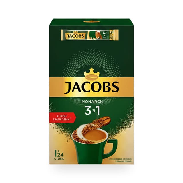 кофейный напиток Jacobs Monarch 3 в 1. 24 шт — 2 600 〒 | Купить с доставкой