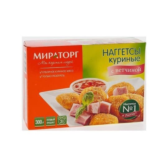Наггетсы куриные Мираторг с ветчиной замороженные 300 г — 1 140 〒 Наггетсы куриные Мираторг с ветчиной замороженные 300 г — 1 140 〒 | Купить с доставкой