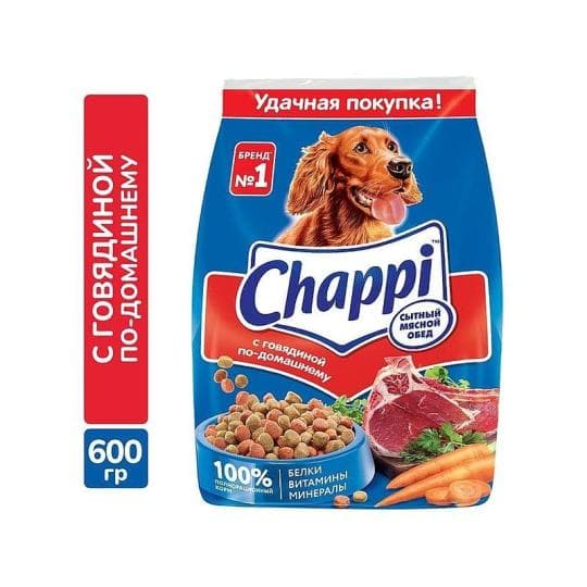 Сухой корм для собак Chappi «Сытный мясной обед. С говядиной по-домашнему» 600г — 1 289 〒 Сухой корм для собак Chappi «Сытный мясной обед. С говядиной по-домашнему» 600г — 1 289 〒 | Купить с доставкой