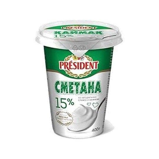 Сметана "President" 15% 400г — 839 〒 Сметана "President" 15% 400г — 839 〒 | Купить с доставкой