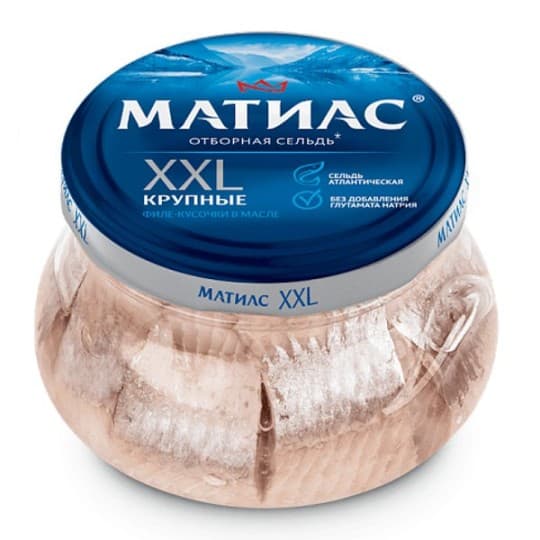 МАТИАС|Филе-кусочки селеди "XXL крупные" в масле, 260г — 1 499 〒 МАТИАС|Филе-кусочки селеди "XXL крупные" в масле, 260г — 1 499 〒 | Купить с доставкой