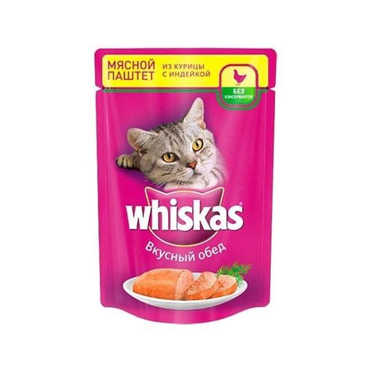 Влажный корм WHISKAS® для кошек, паштет с курицей и индейкой, 75г — 285 〒 Влажный корм WHISKAS® для кошек, паштет с курицей и индейкой, 75г — 285 〒 | Купить с доставкой