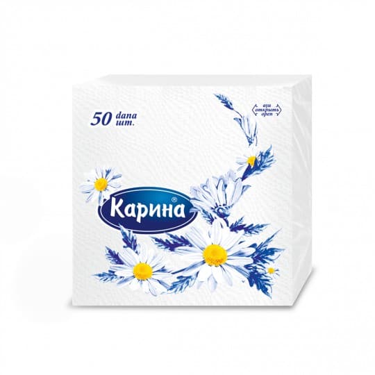 Карина салфетка белая 50 шт. — 195 〒 Карина салфетка белая 50 шт. — 195 〒 | Купить с доставкой