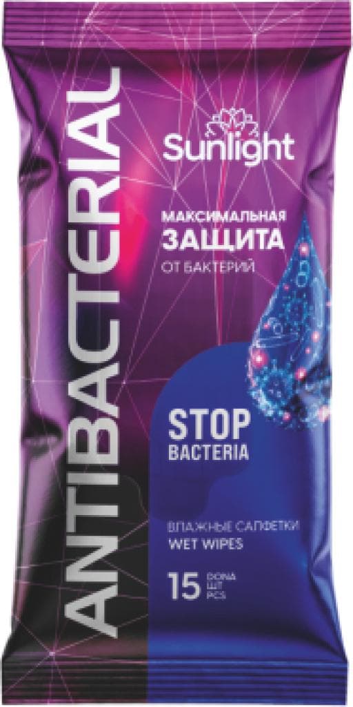 САЛФЕТКИ ВЛАЖНЫЕ SUNLIGHT ANTIBACTERIAL 15ШТ — 139 〒 САЛФЕТКИ ВЛАЖНЫЕ SUNLIGHT ANTIBACTERIAL 15ШТ — 139 〒 | Купить с доставкой