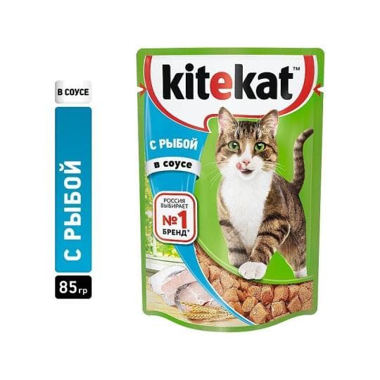 Влажный корм для кошек Kitekat™ с сочными кусочками рыбы в соусе, 85г — 255 〒 Влажный корм для кошек Kitekat™ с сочными кусочками рыбы в соусе, 85г — 255 〒 | Купить с доставкой