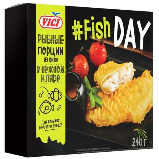 Порции рыбные из филе Vici Fish Day в нежном кляре, 240 гр, замороженные — 2 030 〒 Порции рыбные из филе Vici Fish Day в нежном кляре, 240 гр, замороженные — 2 030 〒 | Купить с доставкой
