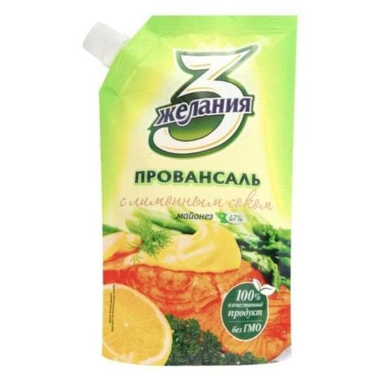 Майонез Провансаль 3 желания 67% с лимонным соком 380 г — 1 009 〒 Майонез Провансаль 3 желания 67% с лимонным соком 380 г — 1 009 〒 | Купить с доставкой