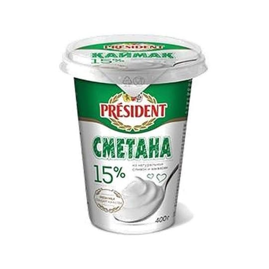 Сметана "President" 15% 400г — 920 〒 Сметана "President" 15% 400г — 920 〒 | Купить с доставкой