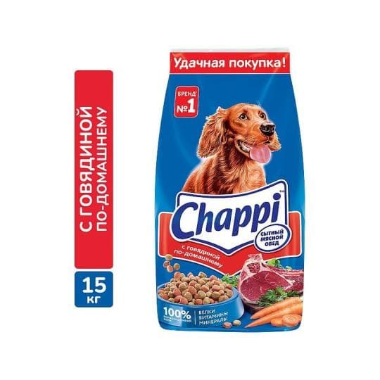 Сухой корм для собак Chappi «Сытный мясной обед. С говядиной по-домашнему» 15кг — 23 569 〒 Сухой корм для собак Chappi «Сытный мясной обед. С говядиной по-домашнему» 15кг — 23 569 〒 | Купить с доставкой