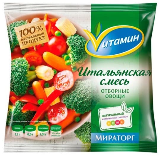 Смесь овощная Vитамин "Итальянская смесь" замороженная, Мираторг, 400 гр. — 1 819 〒 Смесь овощная Vитамин "Итальянская смесь" замороженная, Мираторг, 400 гр. — 1 819 〒 | Купить с доставкой