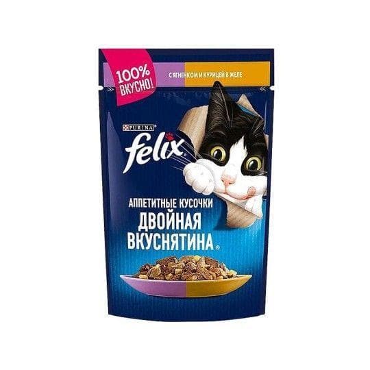 Корм влажный Felix Аппетитные кусочки. Двойная вкуснятина в желе® с ягнёнком и курицей 75 грамм — 169 〒 Корм влажный Felix Аппетитные кусочки. Двойная вкуснятина в желе® с ягнёнком и курицей 75 грамм — 169 〒 | Купить с доставкой