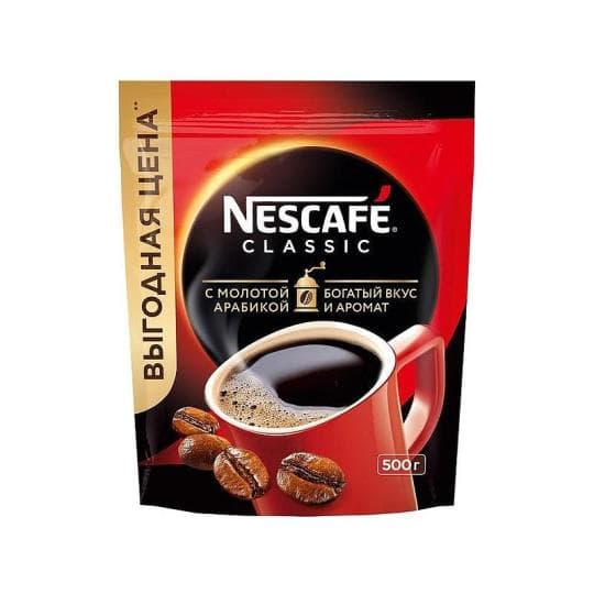 NESCAFÉ® CLASSIC, 100% натуральный растворимый порошкообразный кофе с добавлением натурального жареного молотого кофе, 500г, пакет — 5 527 〒 NESCAFÉ® CLASSIC, 100% натуральный растворимый порошкообразный кофе с добавлением натурального жареного молотого кофе, 500...