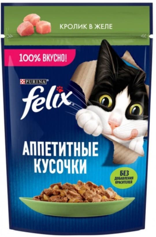 Felix Корм для кошек «Кролик в желе» 75г — 351 〒 Felix Корм для кошек «Кролик в желе» 75г — 351 〒 | Купить с доставкой