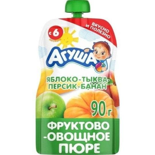 Пюре детское Агуша яблоко тыква персик банан 90 г — 469 〒 Пюре детское Агуша яблоко тыква персик банан 90 г — 469 〒 | Купить с доставкой