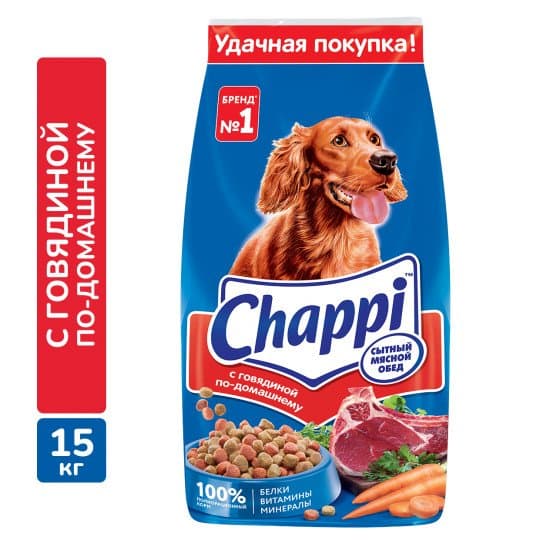 Сухой корм для собак Chappi «Сытный мясной обед. С говядиной по-домашнему» 15кг — 21 935 〒 Сухой корм для собак Chappi «Сытный мясной обед. С говядиной по-домашнему» 15кг — 21 935 〒 | Купить с доставкой