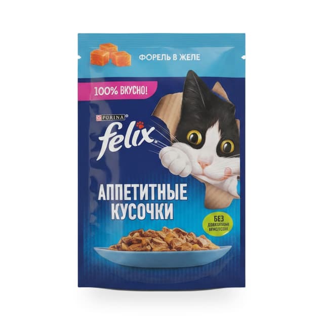 Корм консервированный аппетитные кусочки -Двойная вкуснятина ,Felix -75 гр со вкусом форель в желе — 260 〒 Корм консервированный аппетитные кусочки -Двойная вкуснятина ,Felix -75 гр со вкусом форель в желе — 260 〒 | Купить с дост...