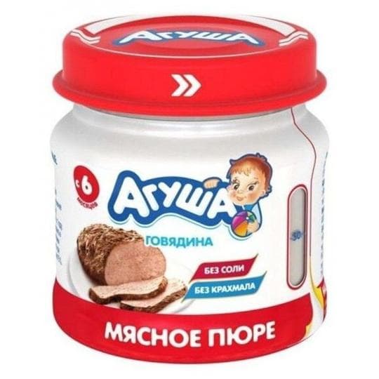 Пюре мясное "Агуша" 6,2% 80 г Говядина — 869 〒 Пюре мясное "Агуша" 6,2% 80 г Говядина — 869 〒 | Купить с доставкой