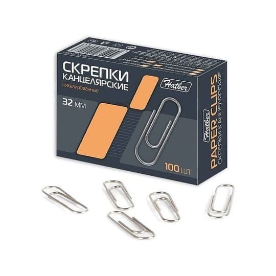 Скрепки Hatber канцелярские никелированные круглые, 32 мм. 100 шт. — 49 〒 Скрепки Hatber канцелярские никелированные круглые, 32 мм. 100 шт. — 49 〒 | Купить с доставкой
