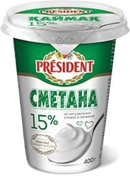 Сметана "President" 15% 400г — 1 300 〒 Сметана "President" 15% 400г — 1 300 〒 | Купить с доставкой