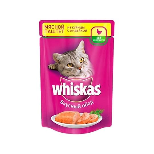 Влажный корм WHISKAS® для кошек, паштет с курицей и индейкой, 75г — 280 〒 Влажный корм WHISKAS® для кошек, паштет с курицей и индейкой, 75г — 280 〒 | Купить с доставкой