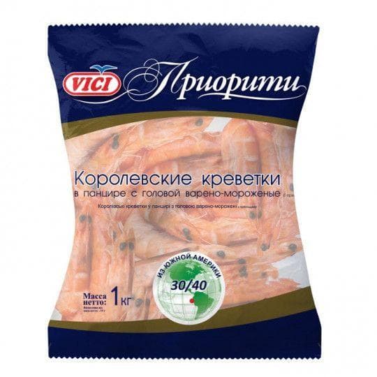Креветки Vici Приорити Королевские в панцире с головой варено-мороженые 41/50 1КГ — 14 485 〒 Креветки Vici Приорити Королевские в панцире с головой варено-мороженые 41/50 1КГ — 14 485 〒 | Купить с доставкой