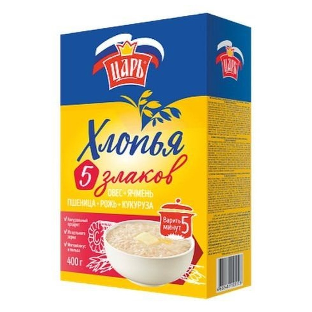 Хлопья 5 злаков Царь овес ячмень пшеница рожь кукуруза 400 г