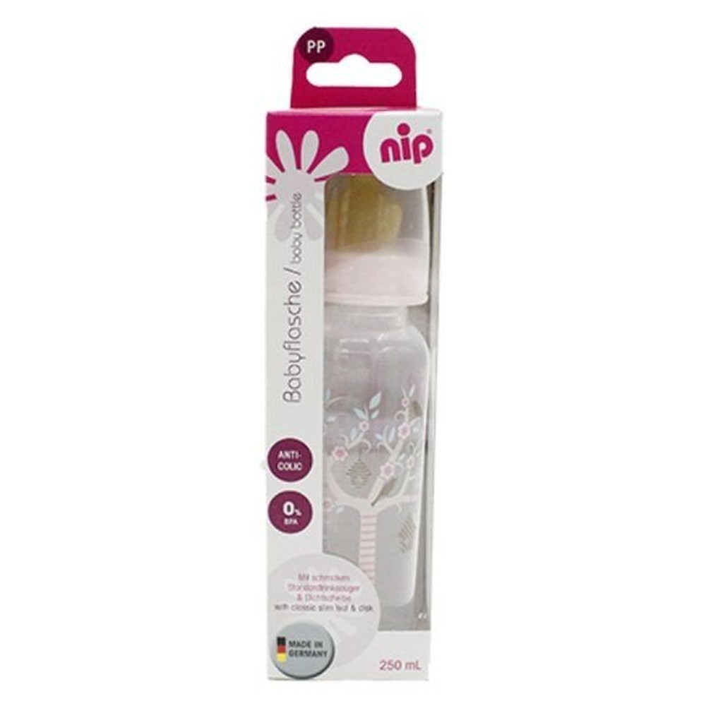 Бутылочка пластиковая Nip Family girl  с соской латексной  размер 2, 250 мл 