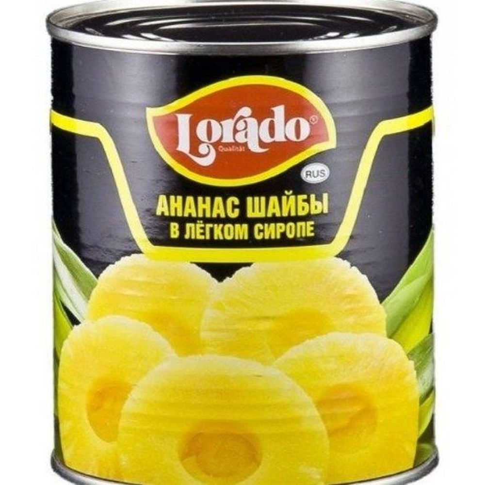 Ананас Lorado Шайбы в легком сиропе 850мл