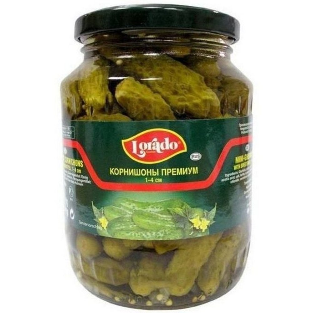 Корнишоны Lorado Премиум маринованные, 1-4 см 370 мл.
