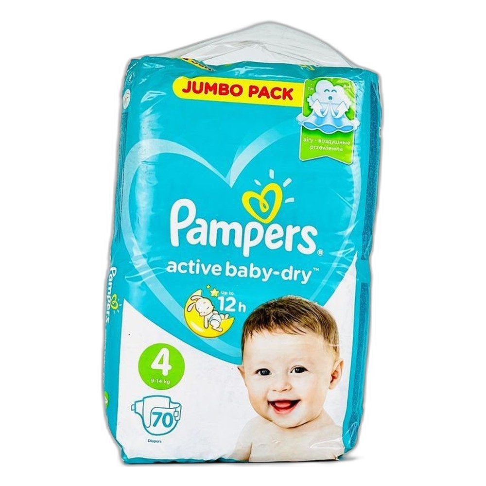 Подгузники Pampers Active Baby-Dry 9–14 кг, размер 4, 70 шт.