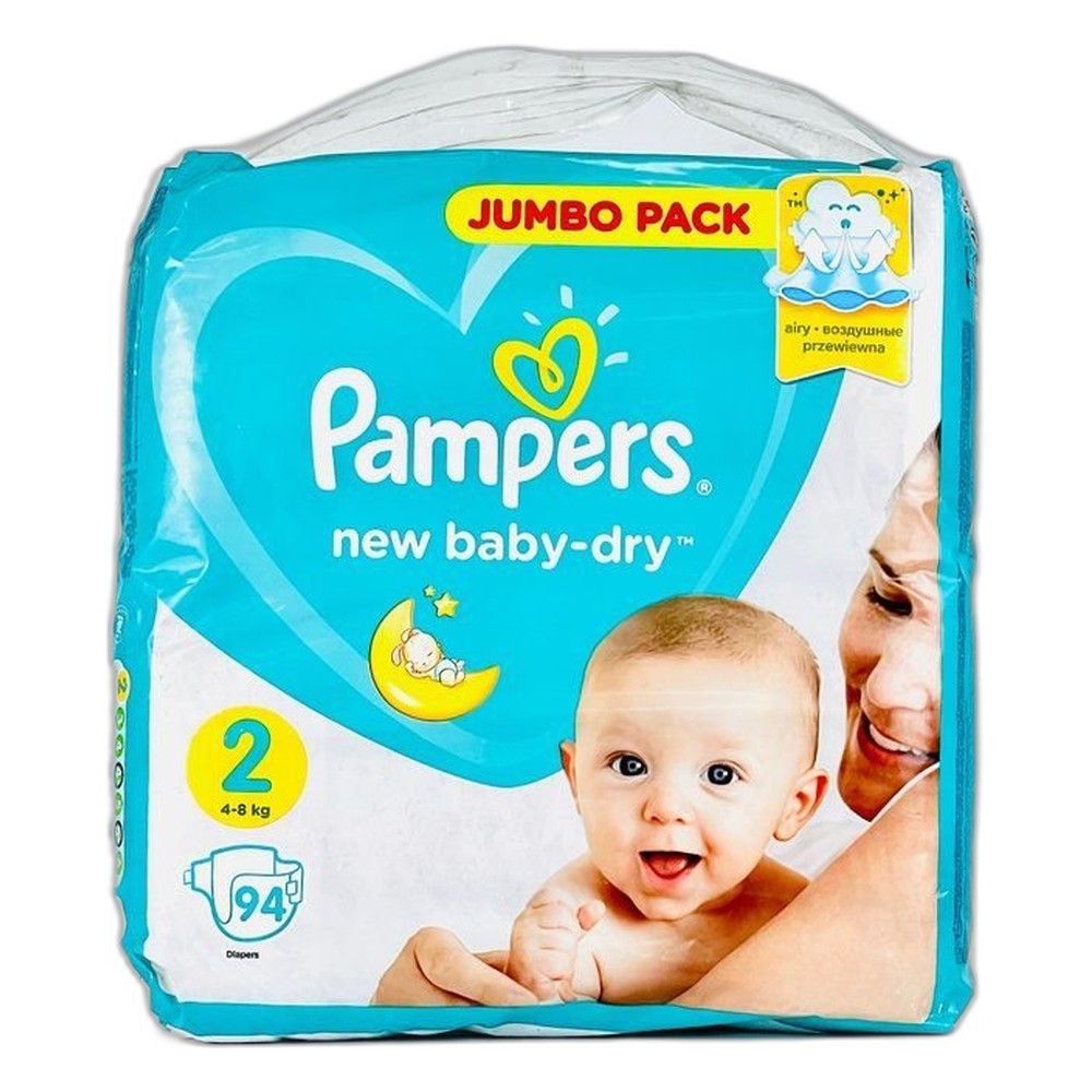 Подгузники Pampers New Baby-Dry 4–8 кг, размер 2, 94 шт.