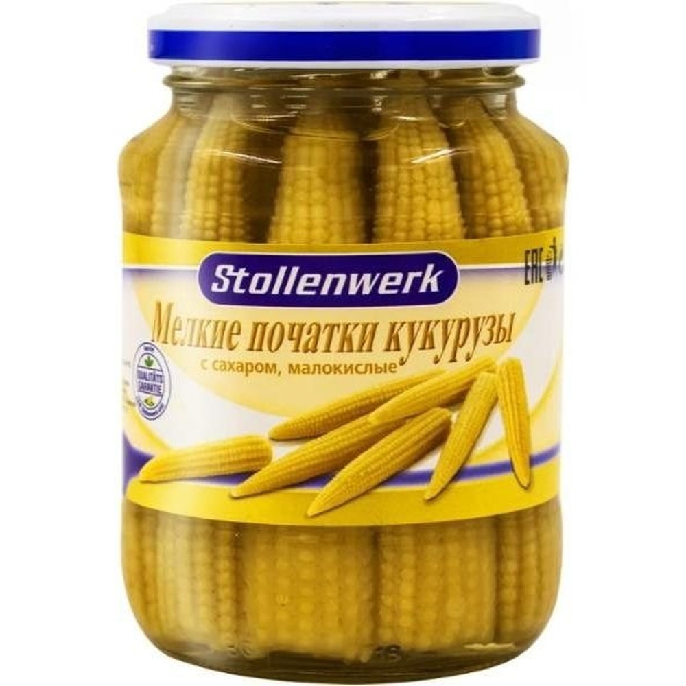 Кукуруза STOLLENWERK малокислые мелкие початки с сахаром, 330г