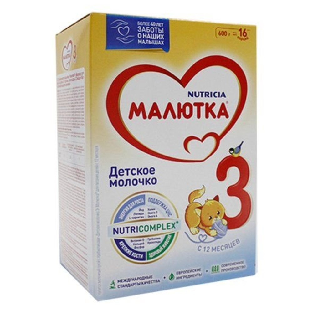 Напиток молочный сухой "Детское молочко" Малютка 3 для детей с 12 месяцев 600г