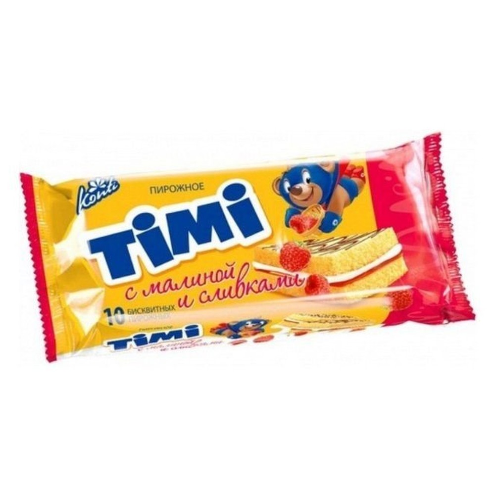 Пирожное Timi с малиной и сливками Konti, 300 гр.