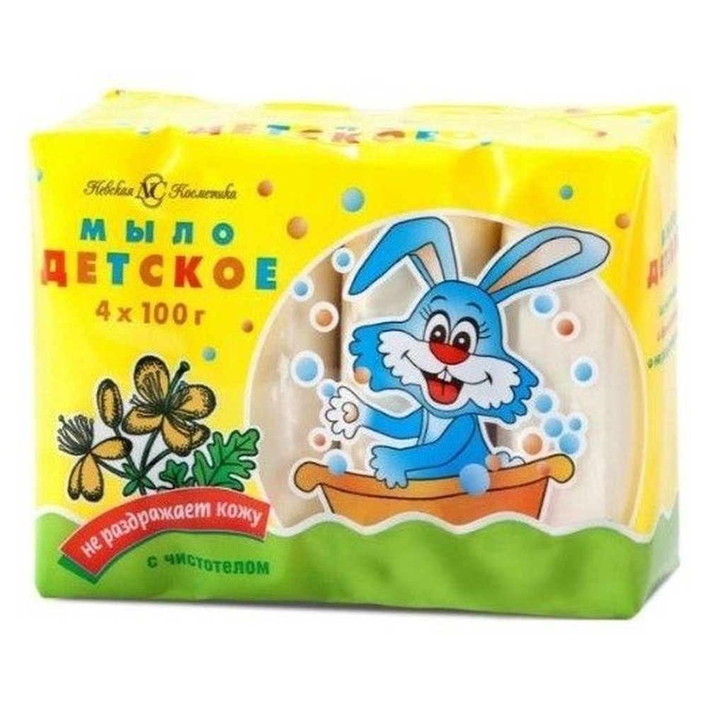Мыло детское  с чистотелом Новая Косметика  4 штуки по 100 гр