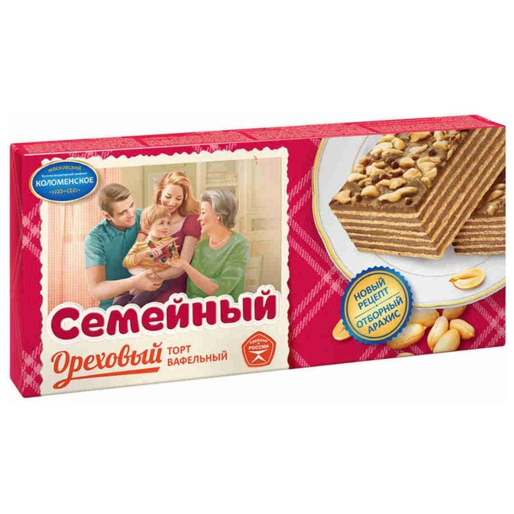 Торт вафельный ореховый  "Семейный", Коломенское,  230 гр.