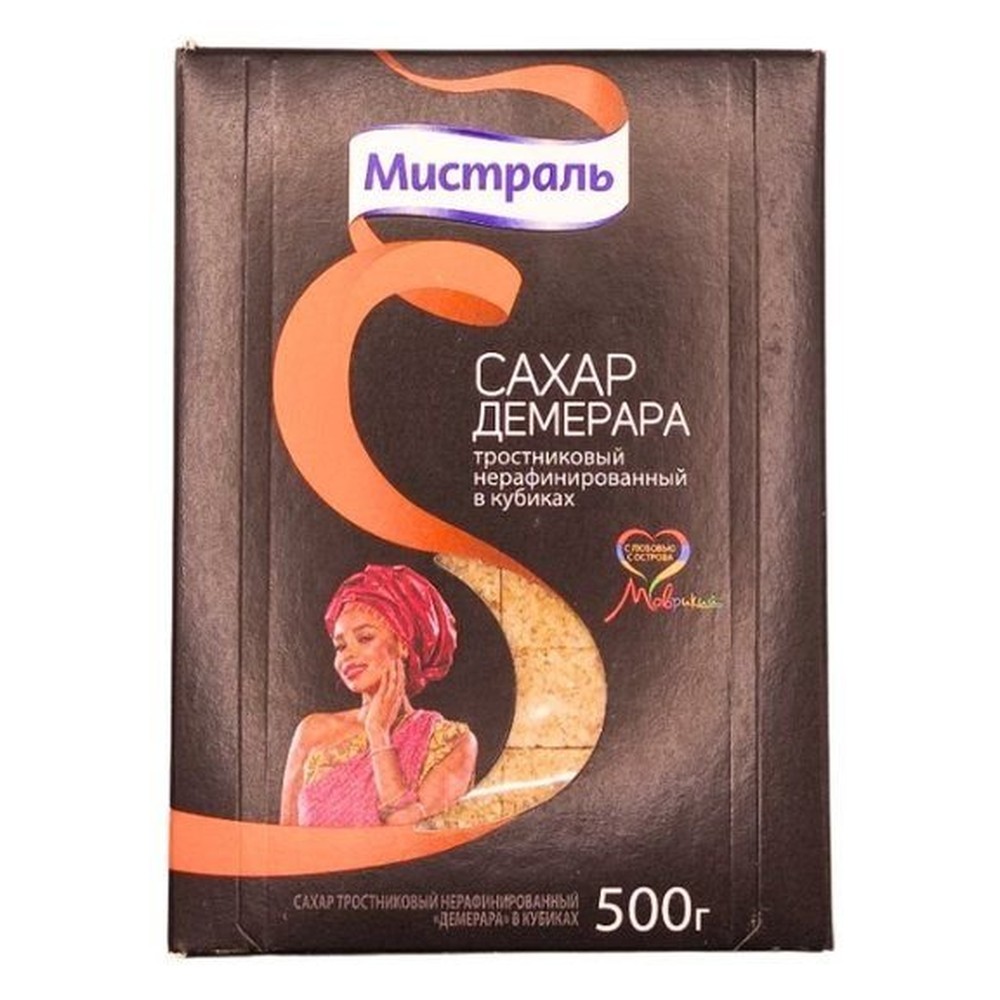 МИСТРАЛЬ|Сахар тростниковый нерафинированный Демерара в кубиках, 500 г