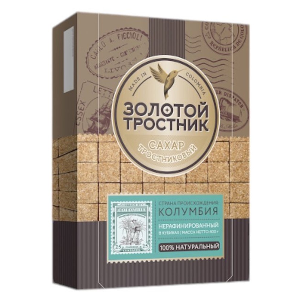 Сахар Золотой тростник тростниковый нерафинированный в кубиках 400 г
