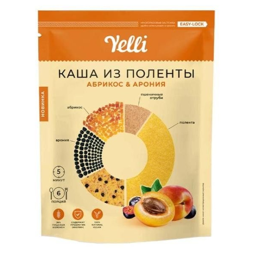 ЗАВТРАК YELLI КАША ИЗ ПОЛЕНТЫ АБРИКОС АРОНИЯ 60ГР