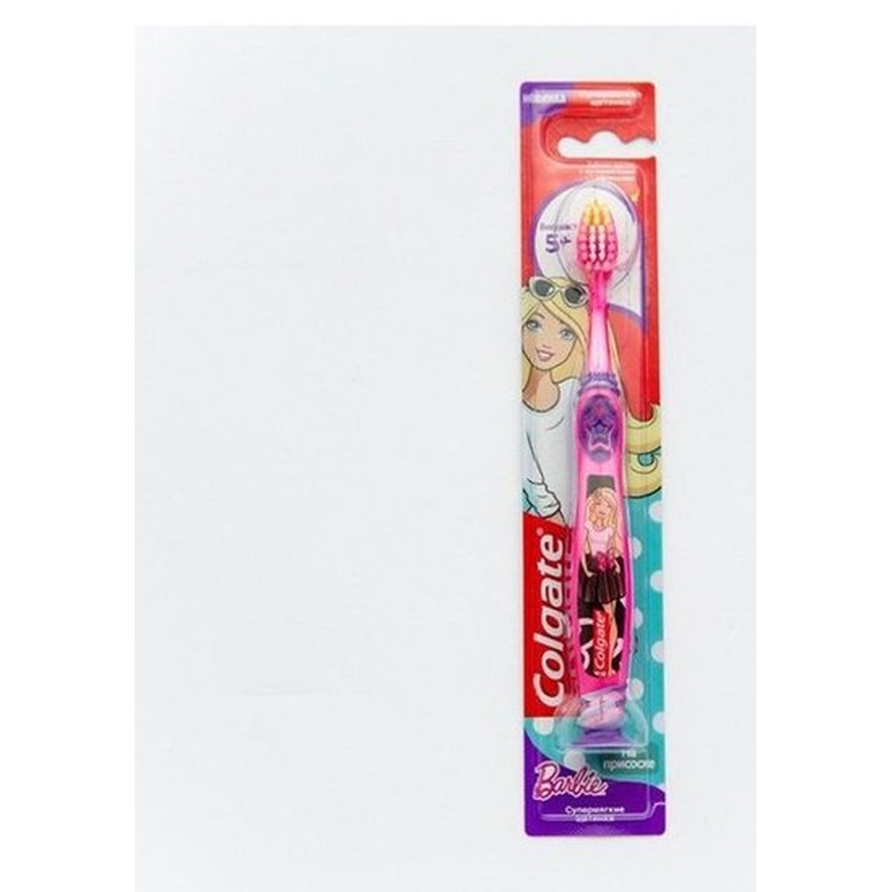 Colgate Barbie детская зубная щетка супермягкая 5+ розовая