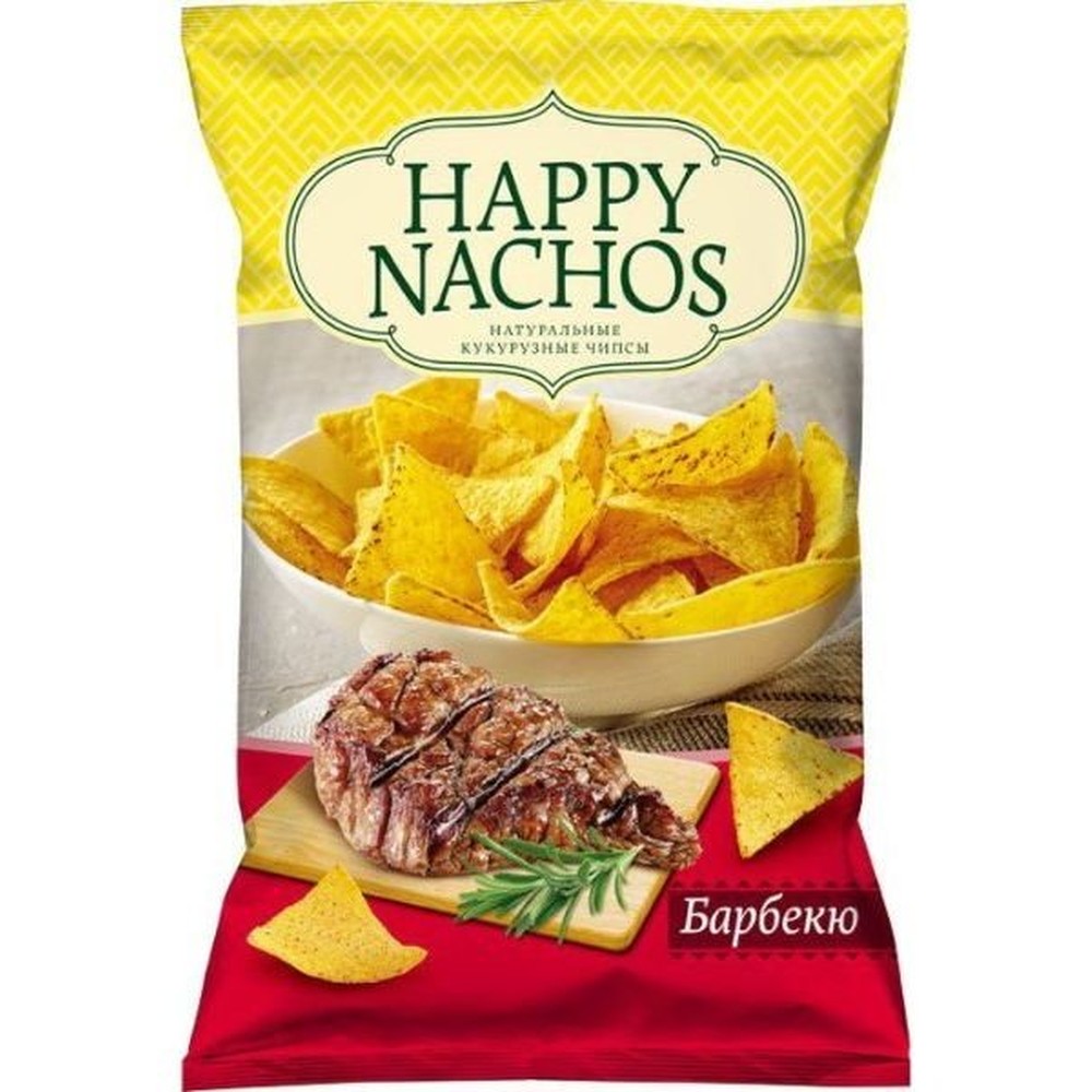  Чипсы HAPPY NACHOS кукурузные со вкусом барбекю 75 гр