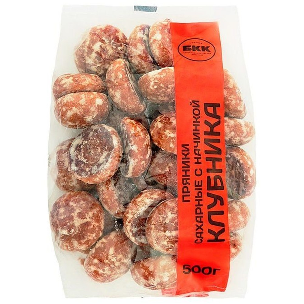 Пряники сахарные БКК с начинкой клубника 500 г