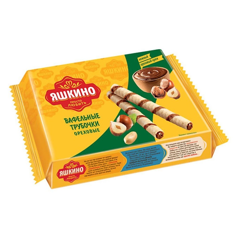 Вафельные трубочки Яшкино ореховые 190гр