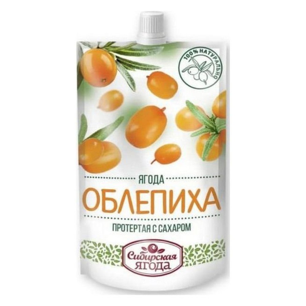 Облепиха Сибирская ягода протертая с сахаром 280 г