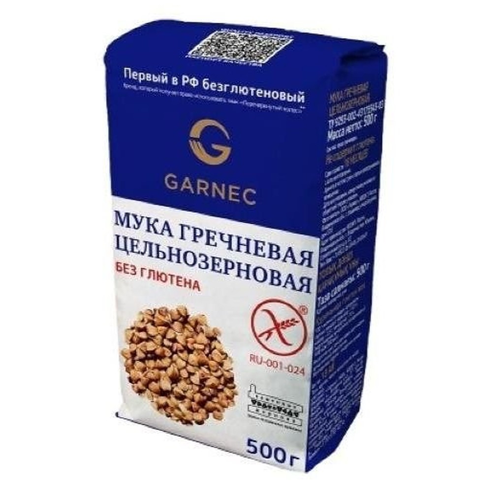 500Г Мука гречневая цельнозерновая без глютена ГАРНЕЦ