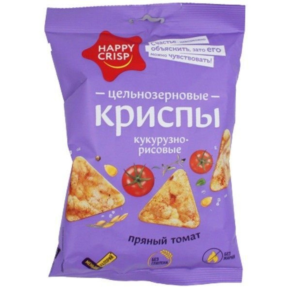 КРИСПЫ HAPPY CRISP ПРЯНЫЙ ТОМАТ КУКУРУЗНО РИСОВЫЕ ЦЕЛЬНОЗЕРН 50ГР