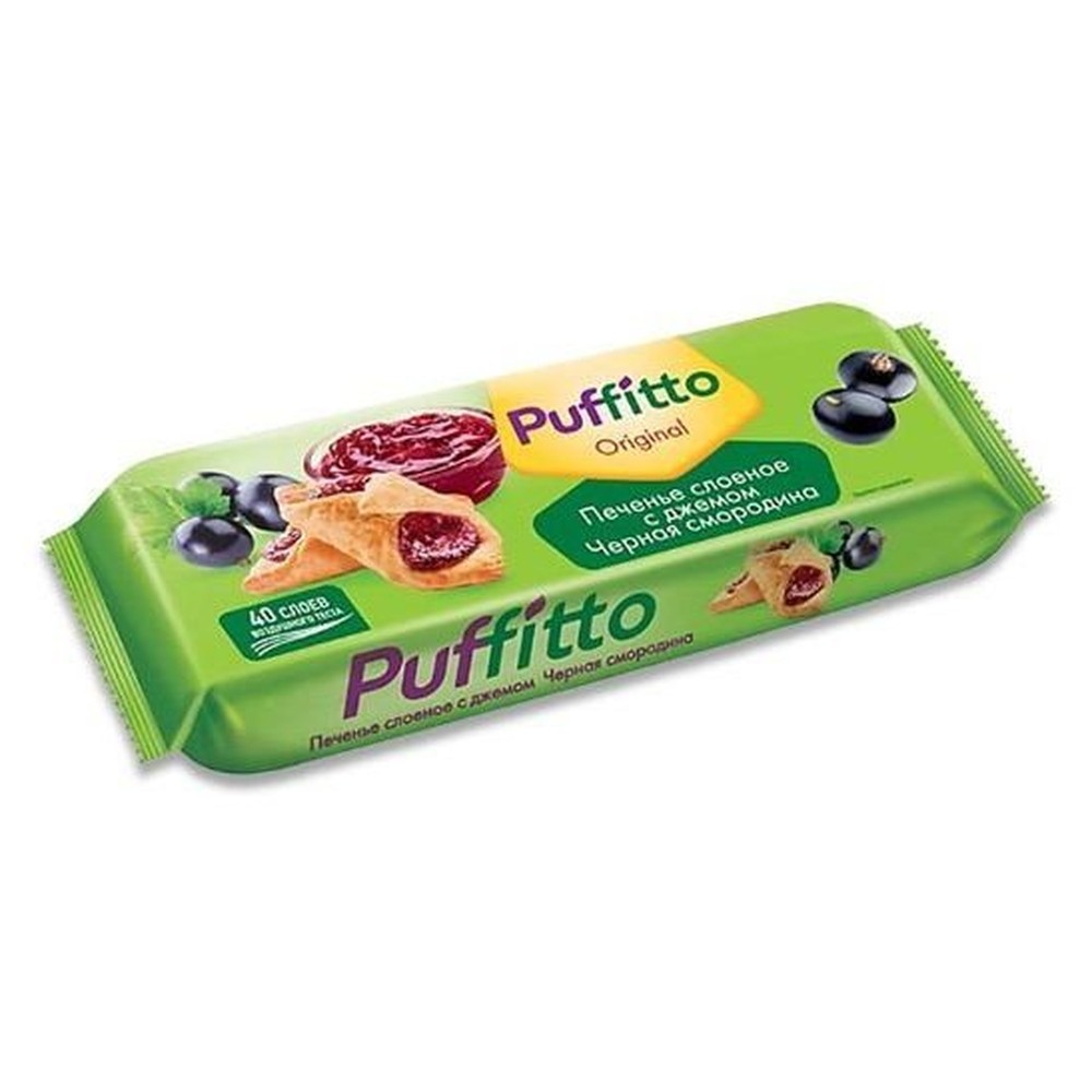 "Puffitto original" печенье слоеное c начинкой «Черная смородина», 125 г